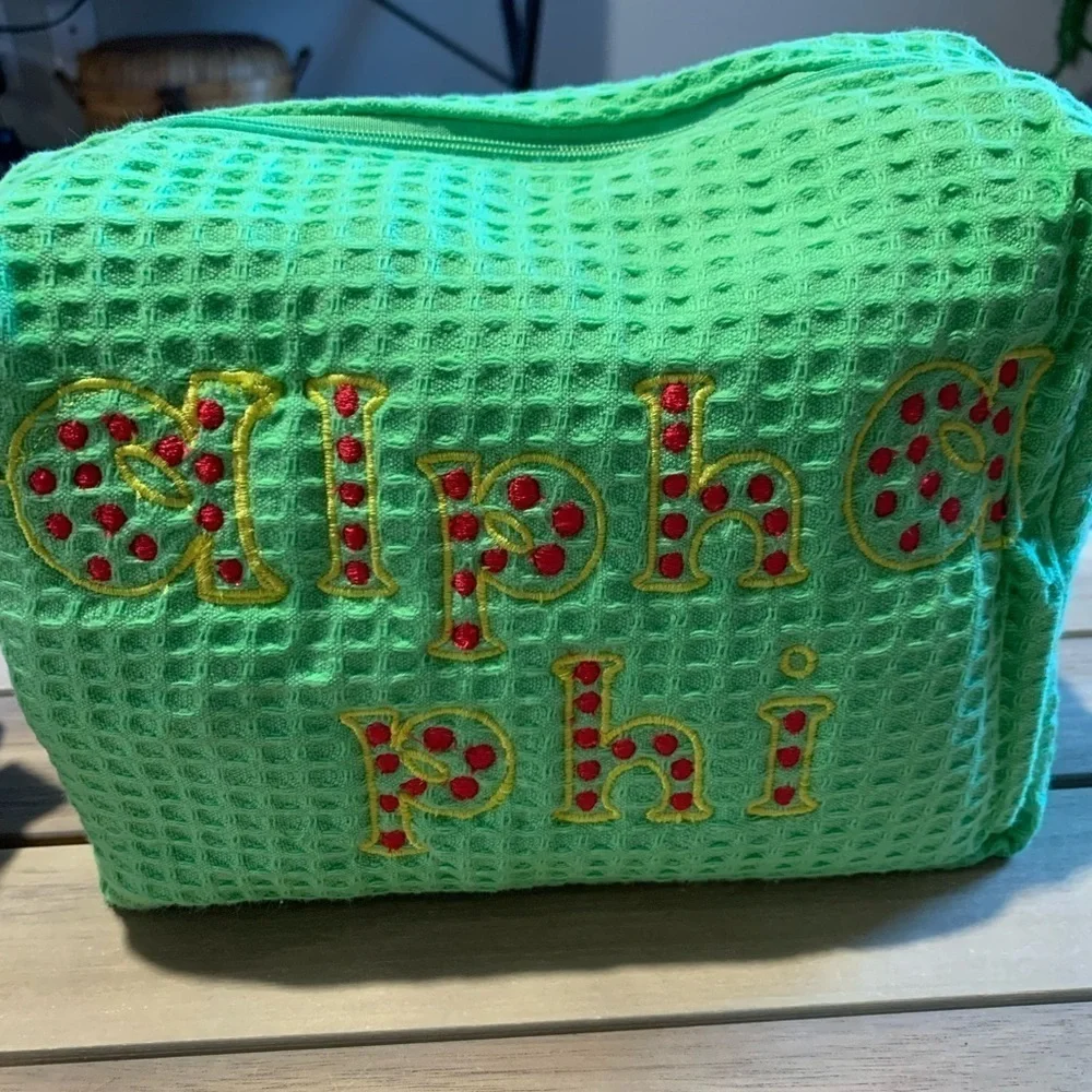 alpha phi sorority cosmetic spa bags two bags total